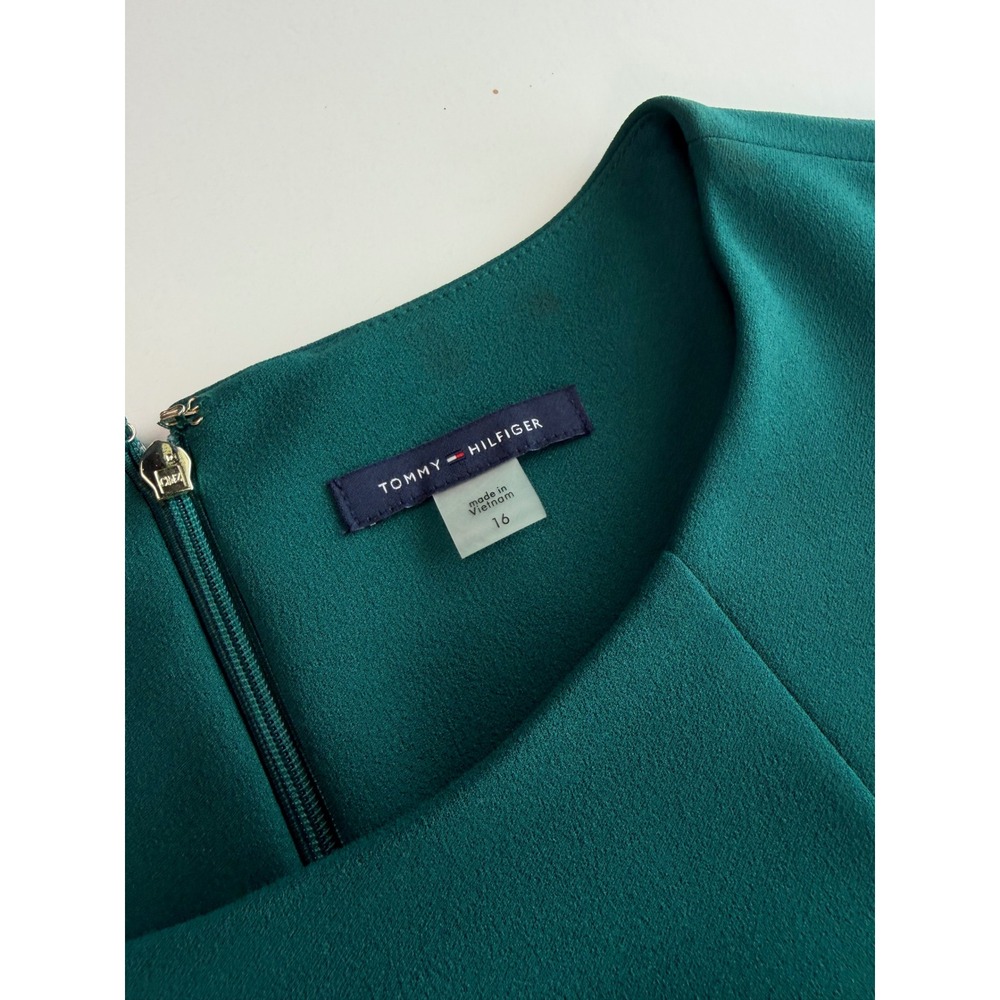 Tommy Hilfiger Womens Teal Green Short Sleeve Dress Faux Pockets Size 16 NWT - Picture 9 of 12